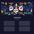 Day of the Dead or Mexico Halloween greeting card, invitation Royalty Free Stock Photo