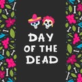 Day of the Dead or Mexico Halloween greeting card, invitation Royalty Free Stock Photo