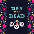 Day of the Dead or Mexico Halloween greeting card, invitation Royalty Free Stock Photo