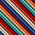 Vector diagonal colorful stripes pattern. Simple seamless background texture with thin and thick colorful straight lines Royalty Free Stock Photo