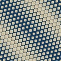 Vector diagonal halftone texture. Blue and gold geometric seamless pattern Royalty Free Stock Photo