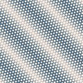 Vector diagonal halftone texture. Blue and gold geometric seamless pattern Royalty Free Stock Photo