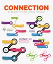 Vector diagram elements set of connection concept icons with plastic paper style stickers Royalty Free Stock Photo