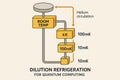 Vector diagram of helium-based dilution refrigeration system used for quantum computing with temperature gradient and circulation Royalty Free Stock Photo