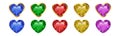 Vector Diamond heart icon set for Valentine\'s day, holiday, birthday gift. Faceted ruby, jewel gem in the shape of heart Royalty Free Stock Photo