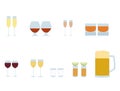 Vector different alcohol glasses icons