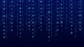 Vector digital blue background of streaming binary code. Matrix background with numbers 1.0. Coding or hacking concept