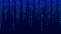 Vector digital blue background of streaming binary code. Matrix background with numbers 1.0. Coding or hacking concept. Vector