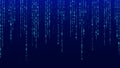 Vector digital blue background of streaming binary code. Matrix background with numbers 1.0. Coding or hacking concept. Vector