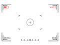 Vector digital camera frame viewfinder with screen of video recorder and focusing screen display of photo camera isolated on white