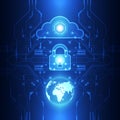 Vector digital global security cloud technology concept, abstract background Royalty Free Stock Photo