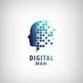 Vector digital man logo. Royalty Free Stock Photo