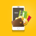 Vector digital mobile e wallet vector concept