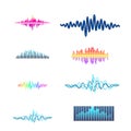 Vector digital music equalizer audio waves design template audio signal visualization signal illustration. Royalty Free Stock Photo