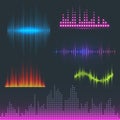 Vector digital music equalizer audio waves design template audio signal visualization signal illustration. Royalty Free Stock Photo