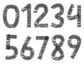Vector digits made from motorcycle tire tracks
