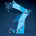 Vector dimensional wireframe number 7, blue demolished thread di Royalty Free Stock Photo