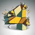 Vector dimensional wireframe number 4, colorful demolished digit Royalty Free Stock Photo