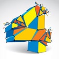 Vector dimensional wireframe number 4, colorful demolished digit Royalty Free Stock Photo