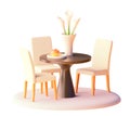 Vector dining table with chairs illustration