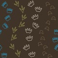 Vector dino seamless pattern in brown