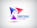 Vector direction logo, arrows 3 ways concept. Abstract