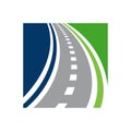 Vector direction logo combination. Roadway and curved road symbol. Royalty Free Stock Photo