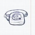 Vector Dirty Sketch Old Rotary Telephone