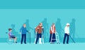 Vector of disabled handicapped senior people