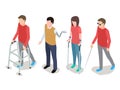 Vector disabled people isometric isolated on white background