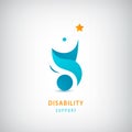 Vector disabled people support, sport, help logo, icon. Man sitiing on the wheelchail. Royalty Free Stock Photo