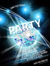 Vector Disco Party Flyer Design with ball on shiny background. Eps10 illustration. Royalty Free Stock Photo