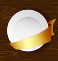 Vector dish with gold ribbon