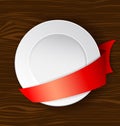 Vector dish with red ribbon