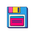 Vector diskette icon. Retro floppy drive. Save.