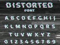 Vector distorted glitch font. Trendy style lettering typeface. Royalty Free Stock Photo