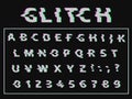 Vector distorted glitch font. Trendy style lettering typeface. Royalty Free Stock Photo