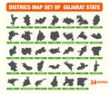 Vector Districts Map Set of Gujarat StateArt & Illustration Royalty Free Stock Photo
