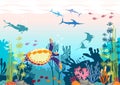 Vector dive turtle corals fish Royalty Free Stock Photo