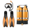 Vector diver equipment, snorkel mask and flippers Royalty Free Stock Photo