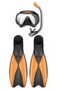 Vector diver equipment, snorkel mask and flippers Royalty Free Stock Photo