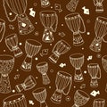 Vector djembe seamless pattern