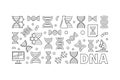 Vector DNA horizontal banner or linear illustration