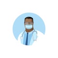 Vector doctor icon. Image of a male doctor with a stethoscope in a white medical gown and a protective mask