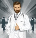 Vector Doctor With Stethoscope Royalty Free Stock Photo