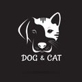 Vector of dog and cat face design on a black background. Pet.