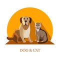 Vector dog and cat flat design - friendly pets -pet shop design template