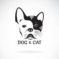 Vector of dog face Ã Â¸Âºbulldog and cat face design on a white background. Pet. Animal. Dog and cat logo or icon. Easy editable