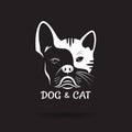 Vector of dog face Ã Â¸Âºbulldog and cat face design on a black background. Pet. Animal. Dog and cat logo or icon. Easy editable Royalty Free Stock Photo