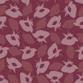 Vector Dog-Roses Shades in Wine Red seamless pattern background. Royalty Free Stock Photo